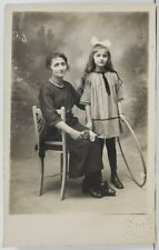 Rppc Woman and Girl With Hula Hoop c1920 Real Photo Postcard O7 picture