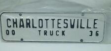 CHARLOTTESVILLE, Virginia Truck 00 36 License Plate Tag White/Black Lettering  picture