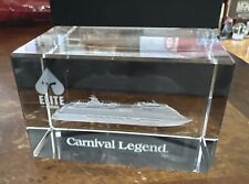 Carnival Cruise Paperweight Clear 3D Laser Etched Crystal LEGEND Ship 2”x2”x3” picture