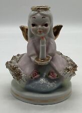 Vintage Japan Porcelain Spaghetti Trim Angel Holding A Candle picture