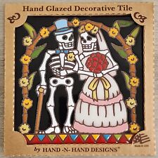Skeleton Wedding Earthtones Hand N Hand Designs Glazed Art Decorative Tile 6 x 6 picture