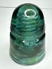 Antique Swirly Aqua Glass B Brookfield Beehive Insulator. J 3 On Top picture