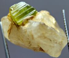 26.0 Ct Green Tourmaline Transparent Crystal on Quartz, Kunar Afghanistan picture