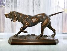 ANTQ Alfred Barye (1829-1882) French Bronzed Metal Hound Hunting Dog picture
