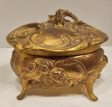 Antique W B Mfg Weidlich Bros Art Nouveau Jewelry Casket Trinket Coffin Box Gold picture