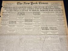 1919 DECEMBER 9 NEW YORK TIMES - COUNTRY WIDE CURB ON SOFT COAL - NT 7950 picture