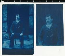 c. 1860's Two Beautiful Portraits of Artist Knit Jacket Cyanotype Photographs picture