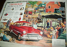 1951 Chevy Styleline centerfold Fall Harvest car ad Nov 1951 Friends Magazine picture