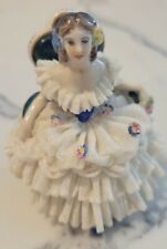 VINTAGE VOLKSTEDT DRESDEN PORCELAIN LACE FIGURINE SEATED LADY-3