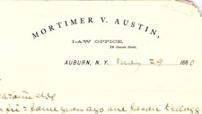 1880 AUBURN NY MORTIMER V. AUSTIN LAW OFFICE 79 GENESEE ST LETTER BILLHEAD Z5898 picture