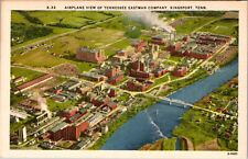K-33 Airplane View of Tennessee Eastman Company Kingsport Linen Premium Postcard picture