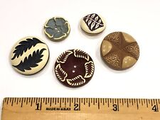 7105 - LK - FIVE Gorgeous Mostly Plant Motif Buffed Celluloid Vintage Buttons. picture