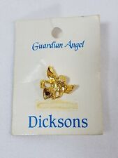 Dicksons Guardian Angel Lapel Pin Gold Tone July Ruby Birth Stone picture