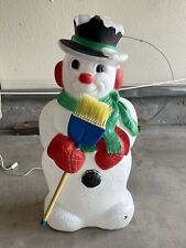 Vintage TPI Snowman w/ Broom Christmas Yard Blow Mold decoration plastic Santa picture
