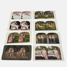 8 Antique Color Stereoview Cards Featuring Children 1890s Photo Collectibles picture