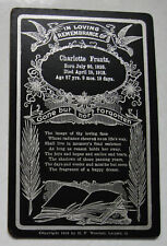 ANTIQUE DEATH MEMORIAL REMEMBRANCE CABINET CARD FOR CHARLOTTE FRANTZ 87 YRS. OLD picture
