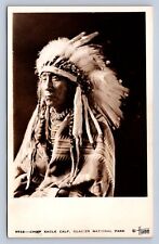 J96/ Native American Indian RPPC Postcard Glacier Park Park Eagle Calf 107 picture