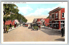c1930s Canal Street New Smyrna Florida View Vintage Postcard picture