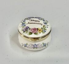 *MINT* Eximious Enamel Trinket Pill Box “Happy Anniversary” Made in England picture