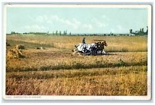 c1920 Harvesting Kansas Wheat States Union KS Phostint Vintage Antique Postcard picture