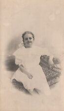 Vintage Postcard Beautiful Girl Pretty Face White Dress Bright Eyes Photograph picture