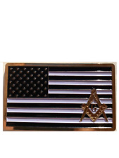 Masonic american flag freemason plate auto car Emblem Black White & Gold picture