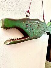 Wood Carved Fish Folk Art Pike Bait Shop Display 28 Inches Long -Vintage picture