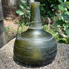 Antique Dutch Free-Blown Lowland ONION Olive Green Glass Pontil Utility Bottle picture