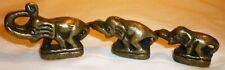 ANTIQUE SOLID BRASS BRONZE FENG SHUI ELEPHANT SET OF 3 picture