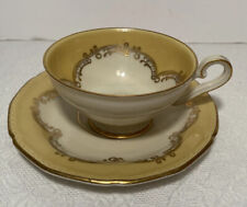 Vintage Demitasse Cup Saucer White Yellow Gold Design Kgl Pr Tettau picture