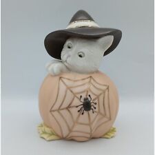 Lenox Halloween Witch Cat in Pumpkin Jack O Lantern Spider Web Figurine picture