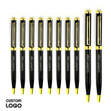 10 Sets of Custom Logo Ballpoint Pen Metal Laser Engraving Name Personal Gift US picture