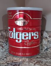 Vintage Folgers Metal Coffee Can Tin Perc & Regular 26 ozs Lid Red picture