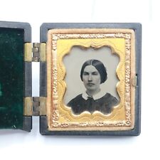 Antique Ruby Ambrotype Photo of Beautiful Young Woman Gutta Percha Case READ picture