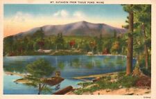 Postcard ME Mt Katahdin from Togue Pond Maine 1947 Linen Vintage PC J1437 picture