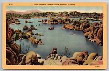 Vintage Postcard AZ Prescott Lake Watson Granite Dells Linen -12864 picture