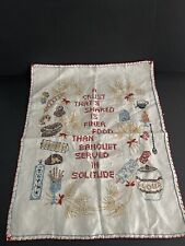 Vintage Embroidered Friendship Harvest Panel 19”x15” Framable picture