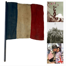 VERY RARE WWII Bourges France Hand Sewn September 1944 French Liberation Flag picture