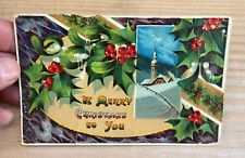 Old Vintage Antique 1910 Merry Christmas Postcard Greeting Card Waco Nebraska picture