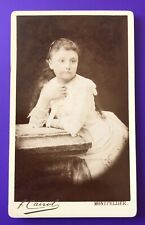 1885 CDV Photo CAIROL MONTPELLIER Pretty Girl Leaning on a Pedestal P347 picture
