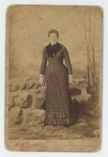 Antique c1880s Cabinet Card Lovely Woman in Victorian Era Dress Baltimore, MD picture