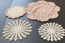 Incredibly gorgeous Handmade lot of 4 Doilies in shades of Pink. Stunning picture