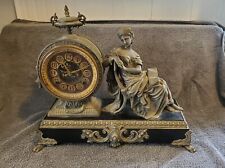 Antique Ansonia “Reflection” Figural Statue Mantel Clock With Open Escapement picture