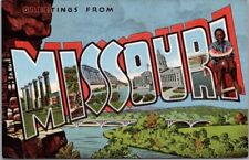1940s MISSOURI Large Letter Postcard Aerial View / Bridge - KROPP Linen Unused picture