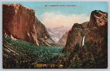 Yosemite Valley California El Capitan Waterfall National Park c1910s Postcard D2 picture