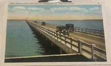 Vtg St Petersburg Florida FL Gandy Bridge across Tampa Bay 1930  Linen Postcard picture