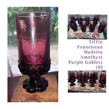 Vintage Tiffin Franciscan Madeira Purple Amethyst Glass Footed Goblets Set Of 8 picture
