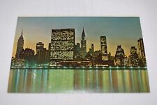 Panorama of the New York City Skyline at Night Postcard Manhattan Post Card Co. picture