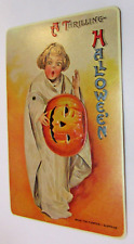 Merrimack 1981 A Thrilling Halloween Scared Girl Mechanical Pumpkin Postcard picture