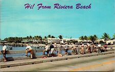 Hi From Riviera Beach Fishing Florida FL Postcard PM Cancel WOB Note VTG picture